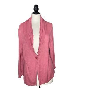 Jones New York Linen Blend Marled Ruffle Front Cardigan L